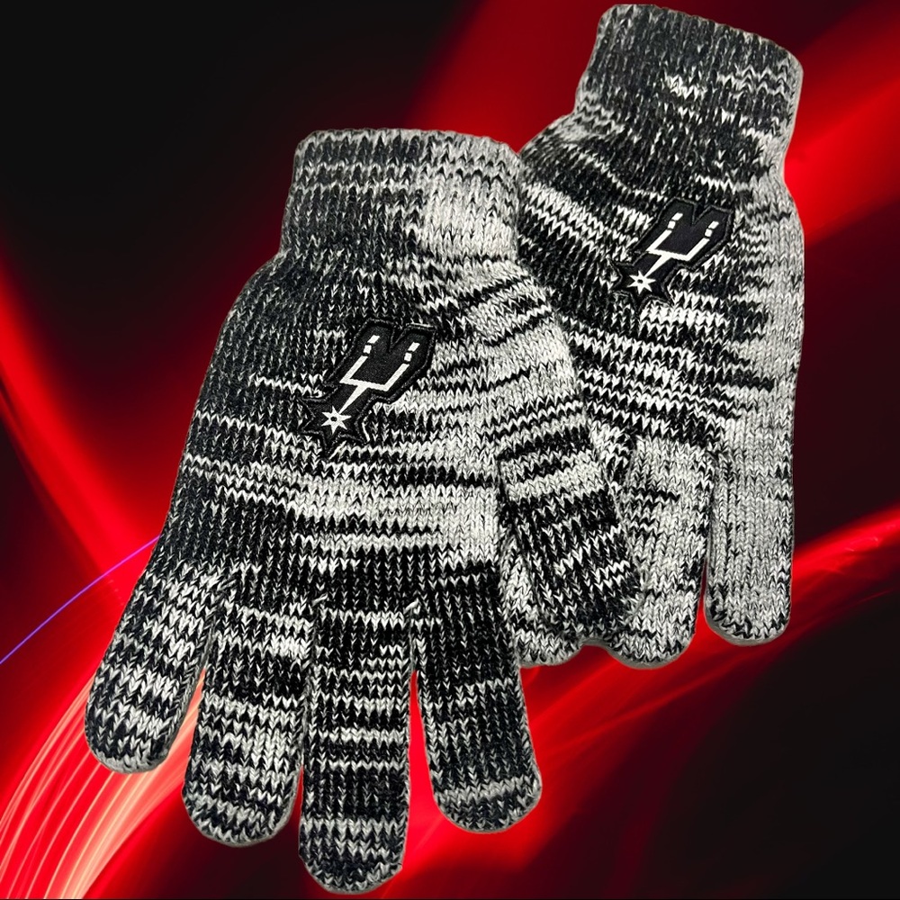 SAN ANTONIO SPURS: NBA Silver & Black Colorblend Knit Winter Gloves / Mittens